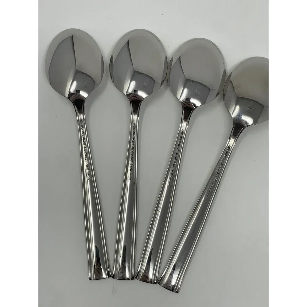 Oneida All American Stainless Forever Place Dinner Soup Spoon 6 7/8” Set Of 4